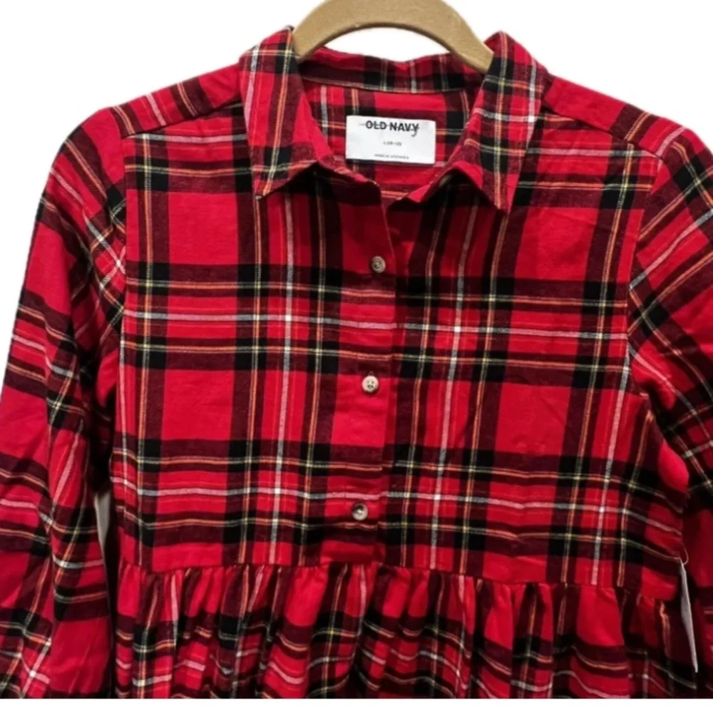 Sweet long sleeve cotton plaid Holiday dress button down collar match the family